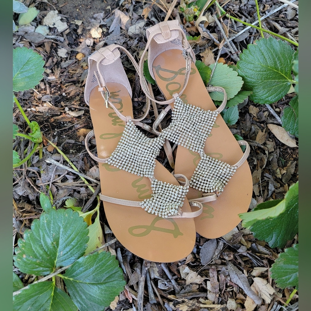 Sam Edleman Rhinestone Strappy Sandals 6 M - Picture 2 of 9